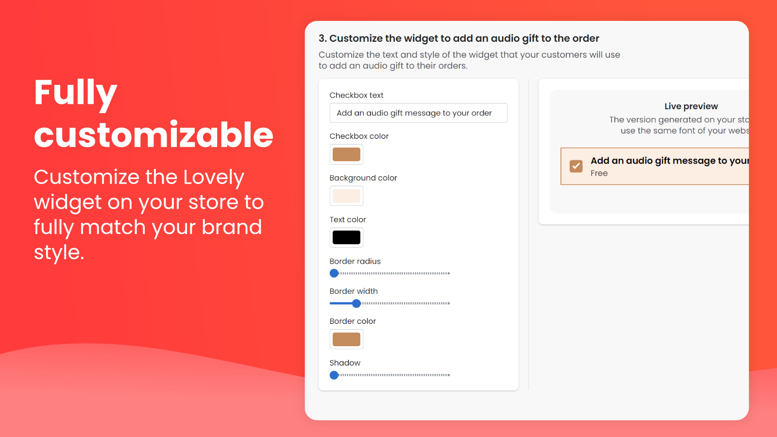 Lovely fully customizable widget in your store