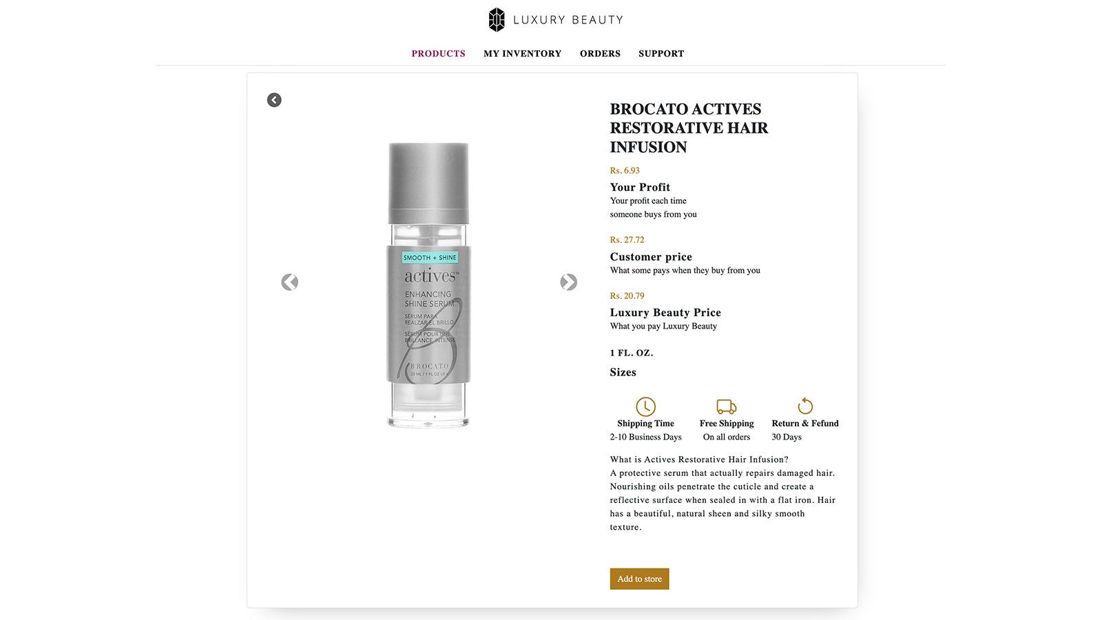 Luxury Beauty Product Listing