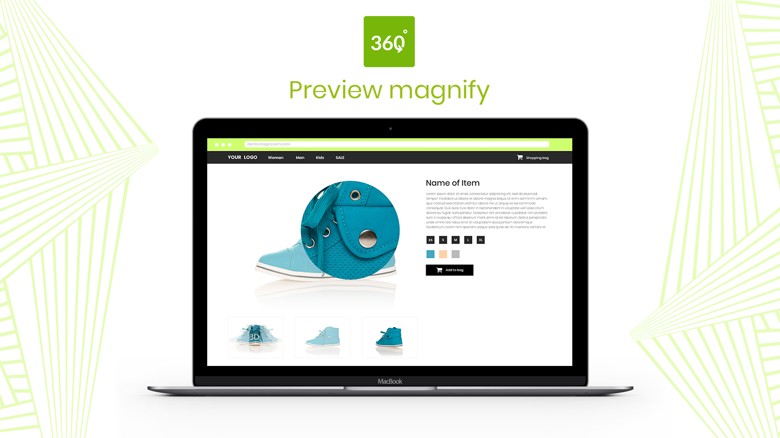 Magnify product spin on click