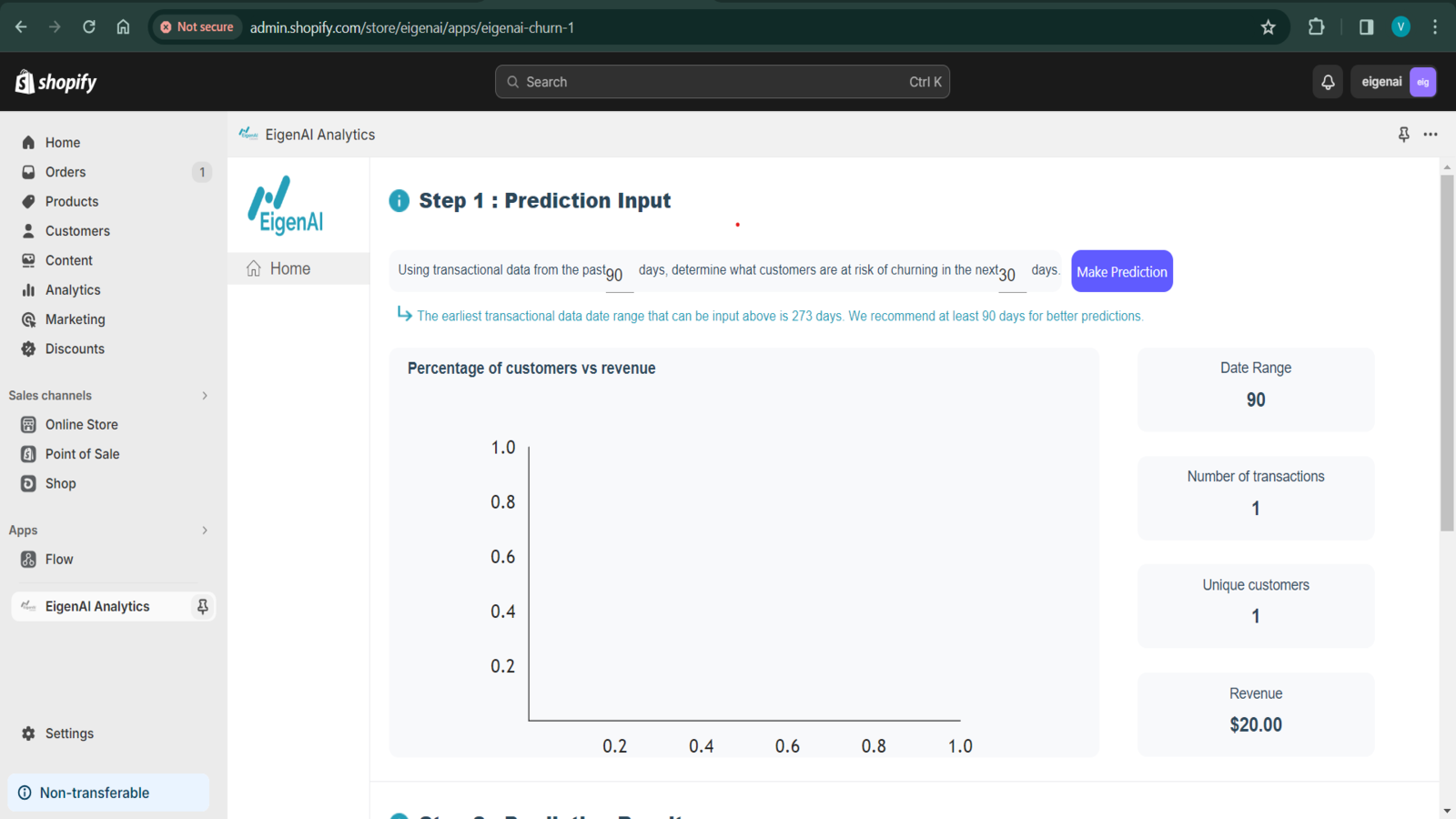 Main Page of EigenAI Analytics