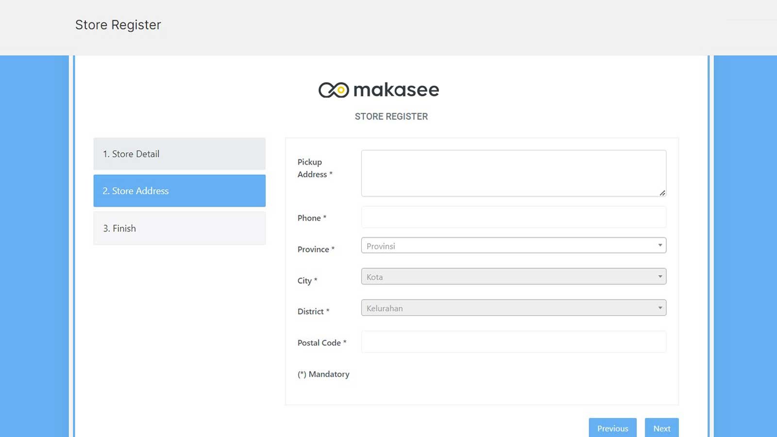 Makasee app - pickup address