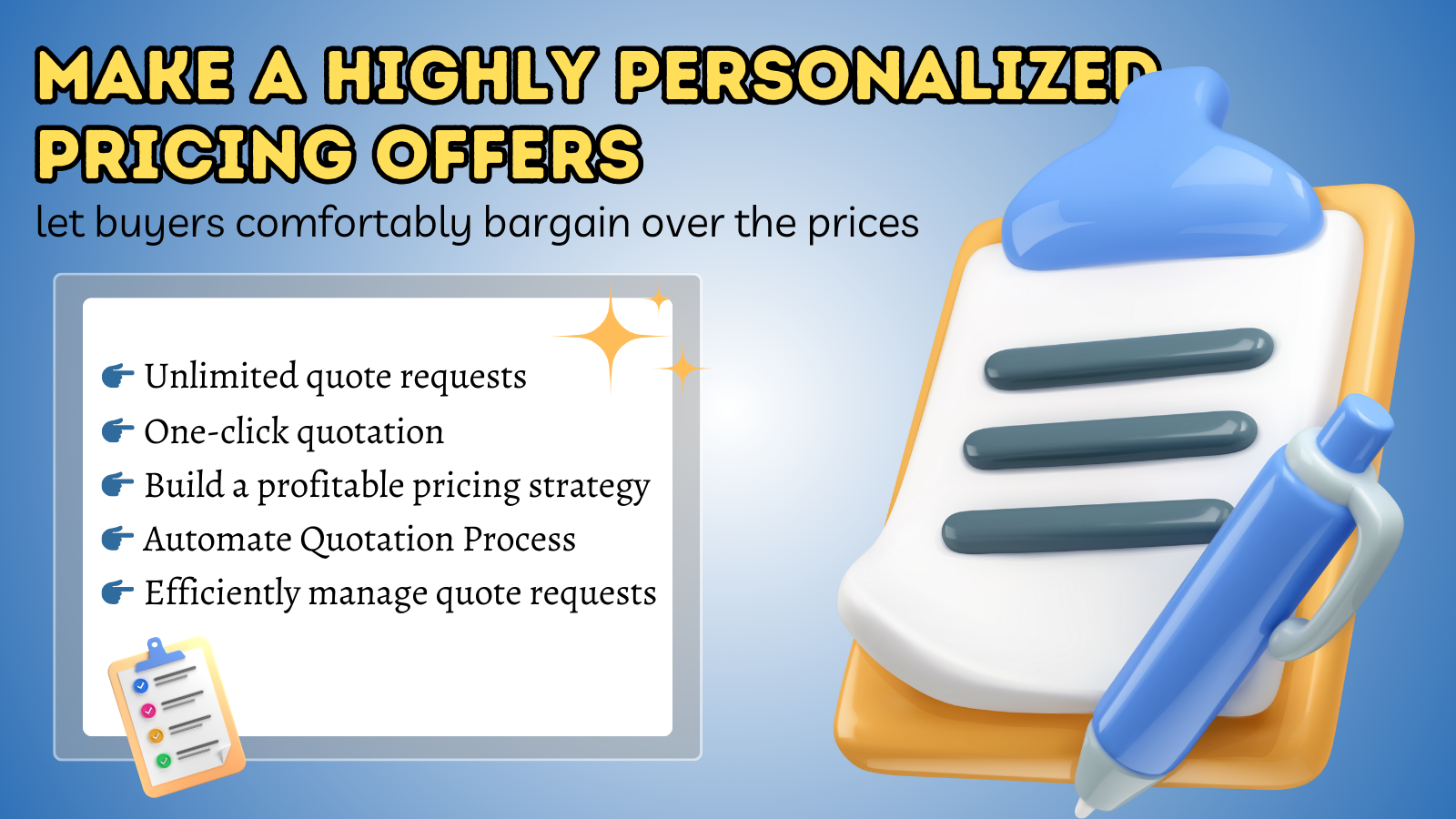 Make a highly personalised pricing offers with add to quote
