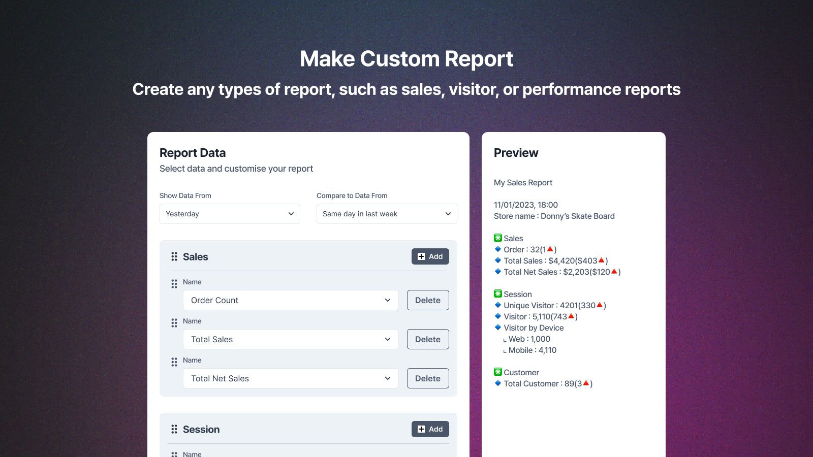 Make custom report