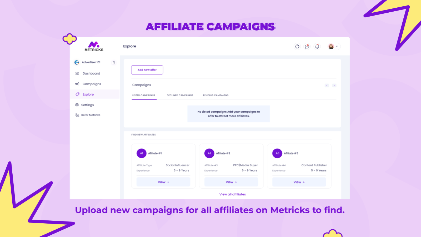 Make your campaigns public for affiliates on Metricks to find