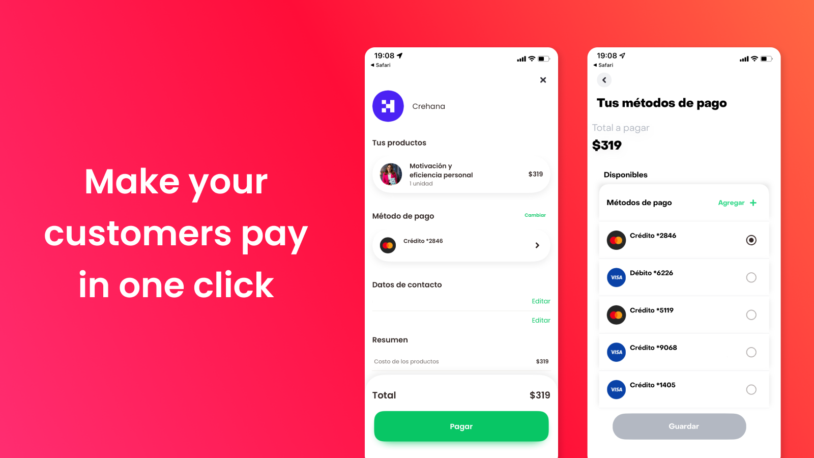 Make your customers pay in one click