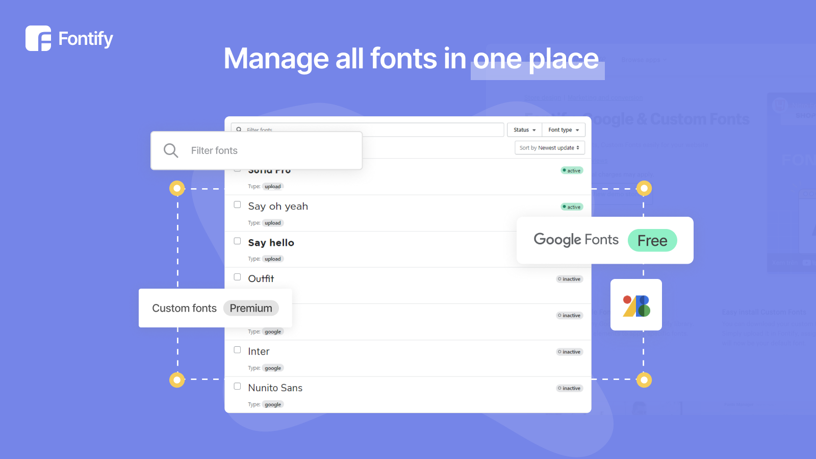 Manage all fonts in one place