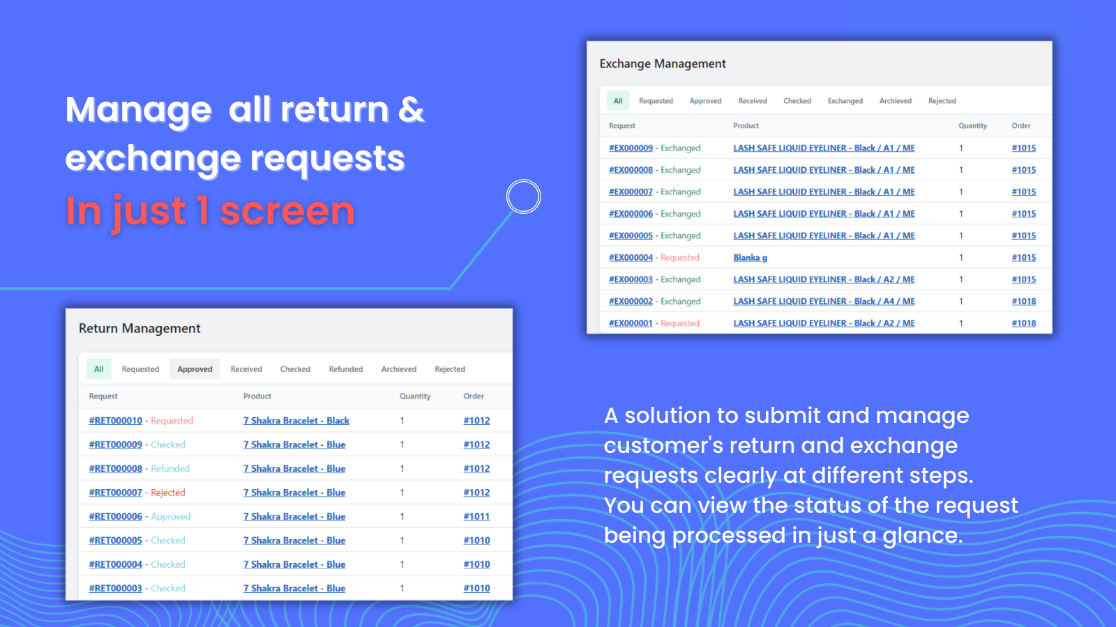 Manage  all return & exchange requests in 1 place