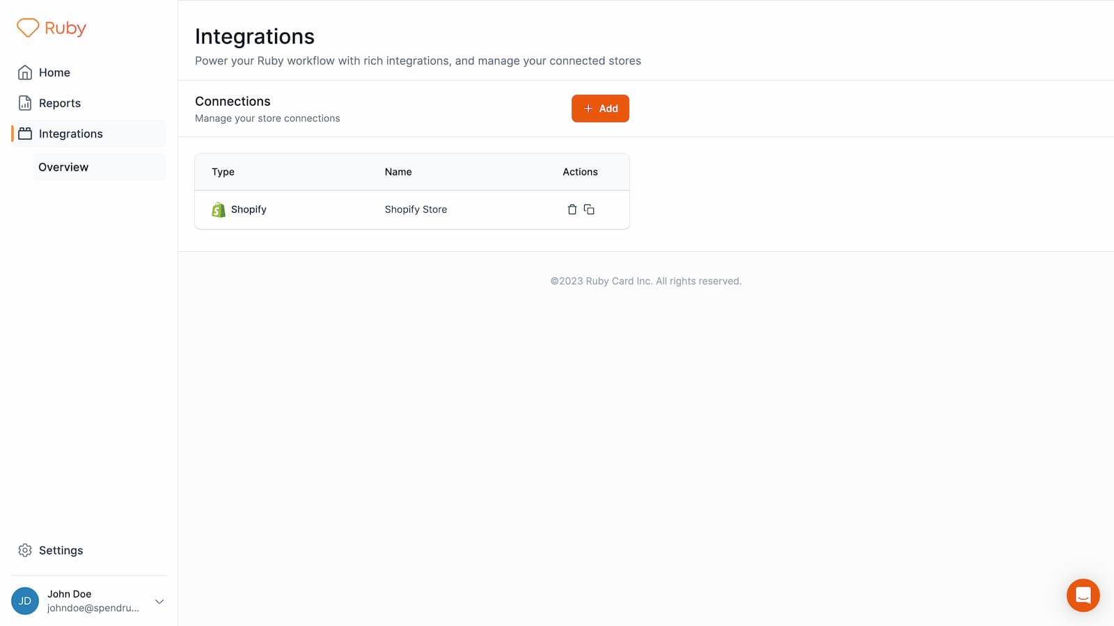 Manage all your connected stores in the integrations page