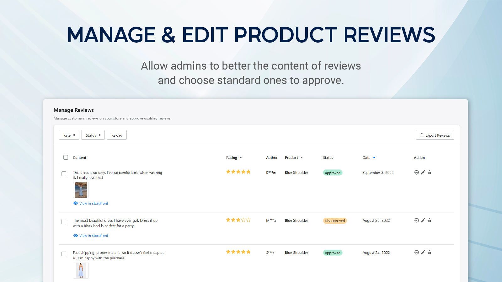 MANAGE & EDIT PRODUCT REVIEWS 