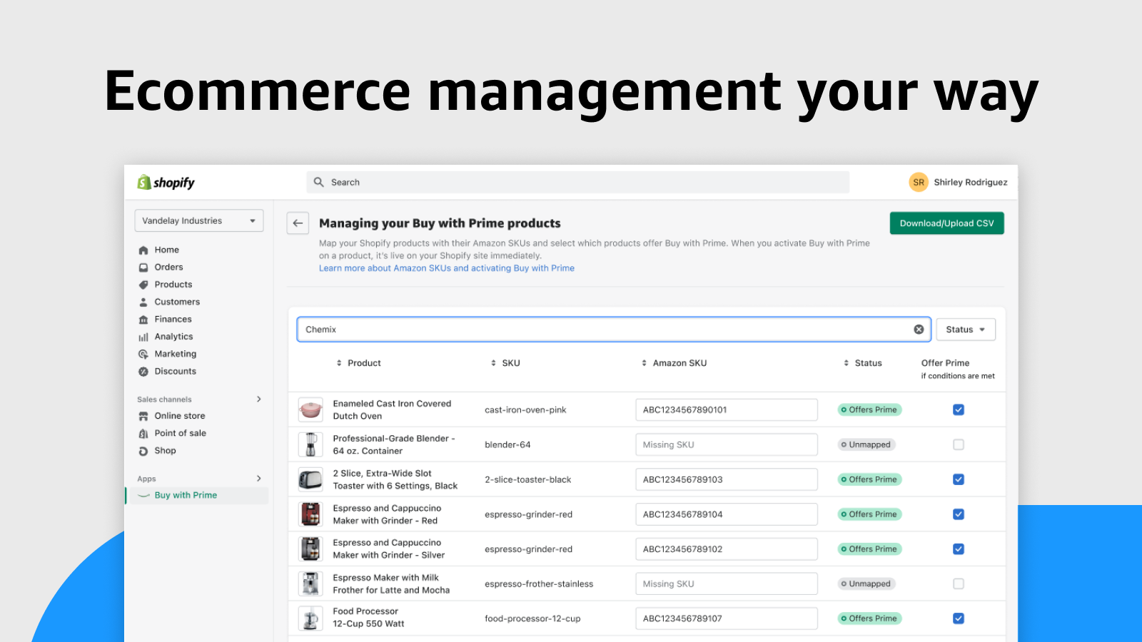 Manage Buy with Prime in your Shopify admin