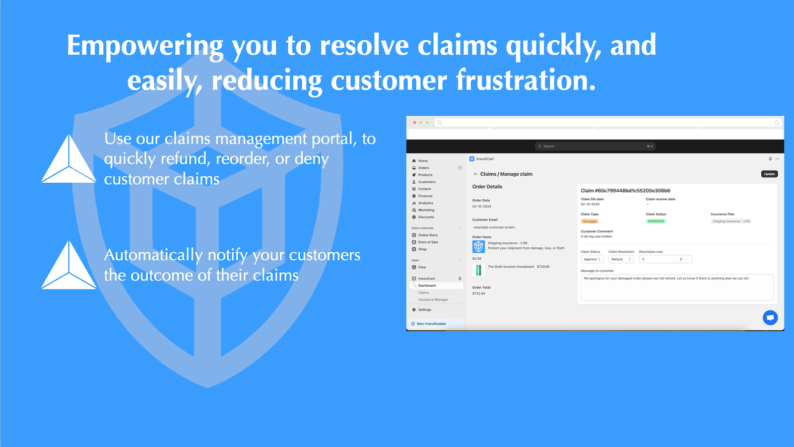 Manage claims in app