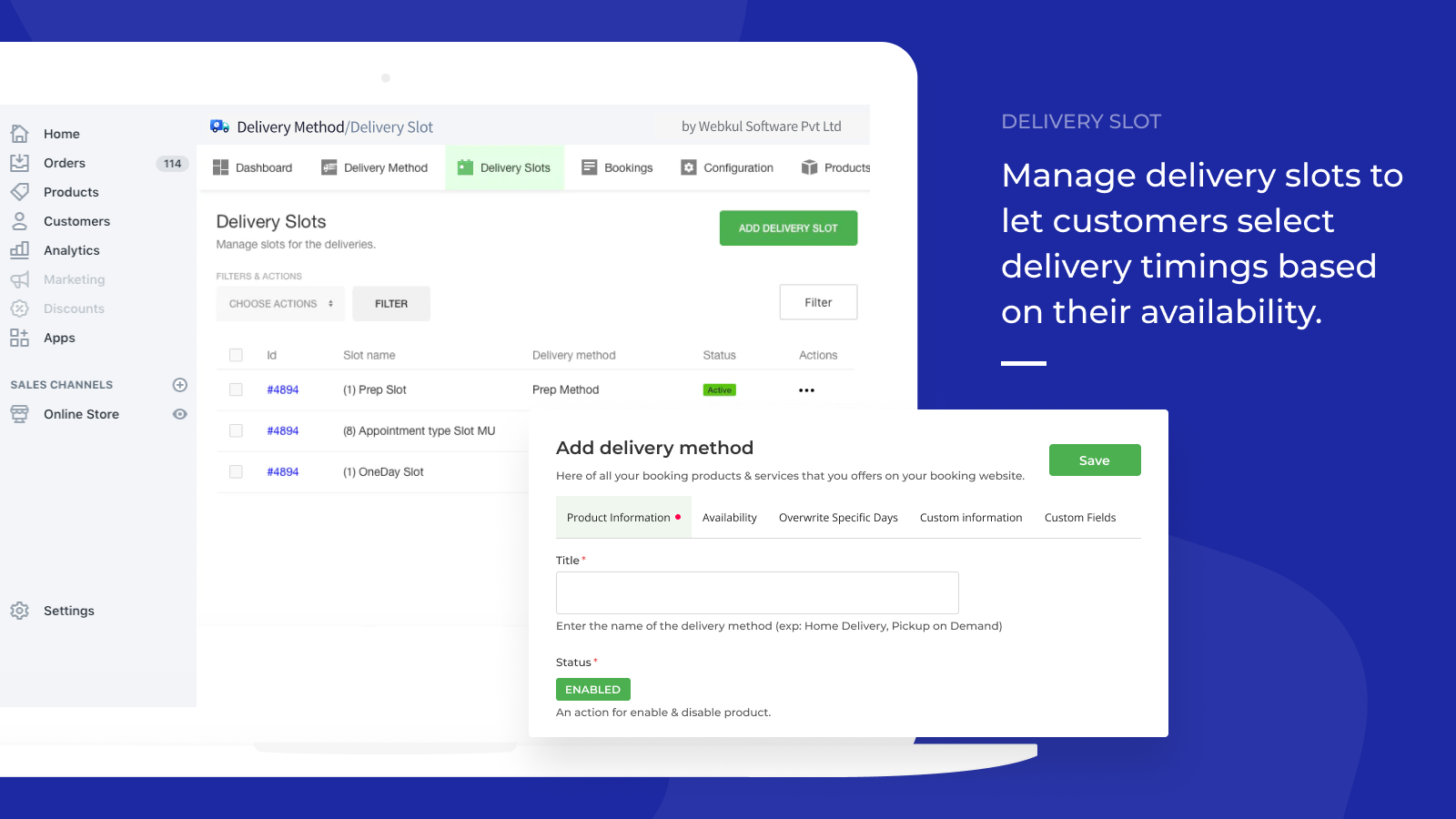 manage delivery slot