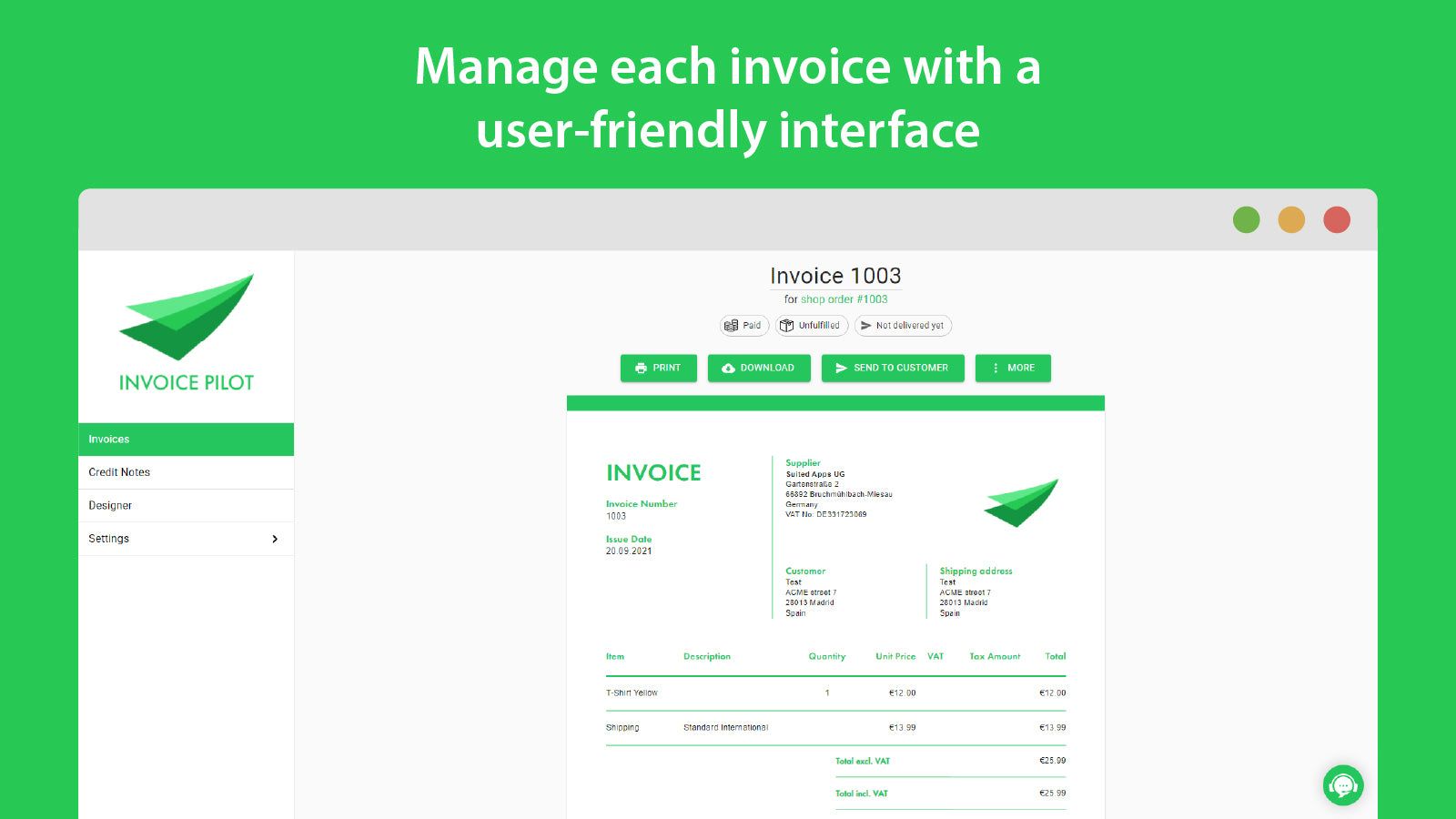 Manage each invoice with a user-friendly interface