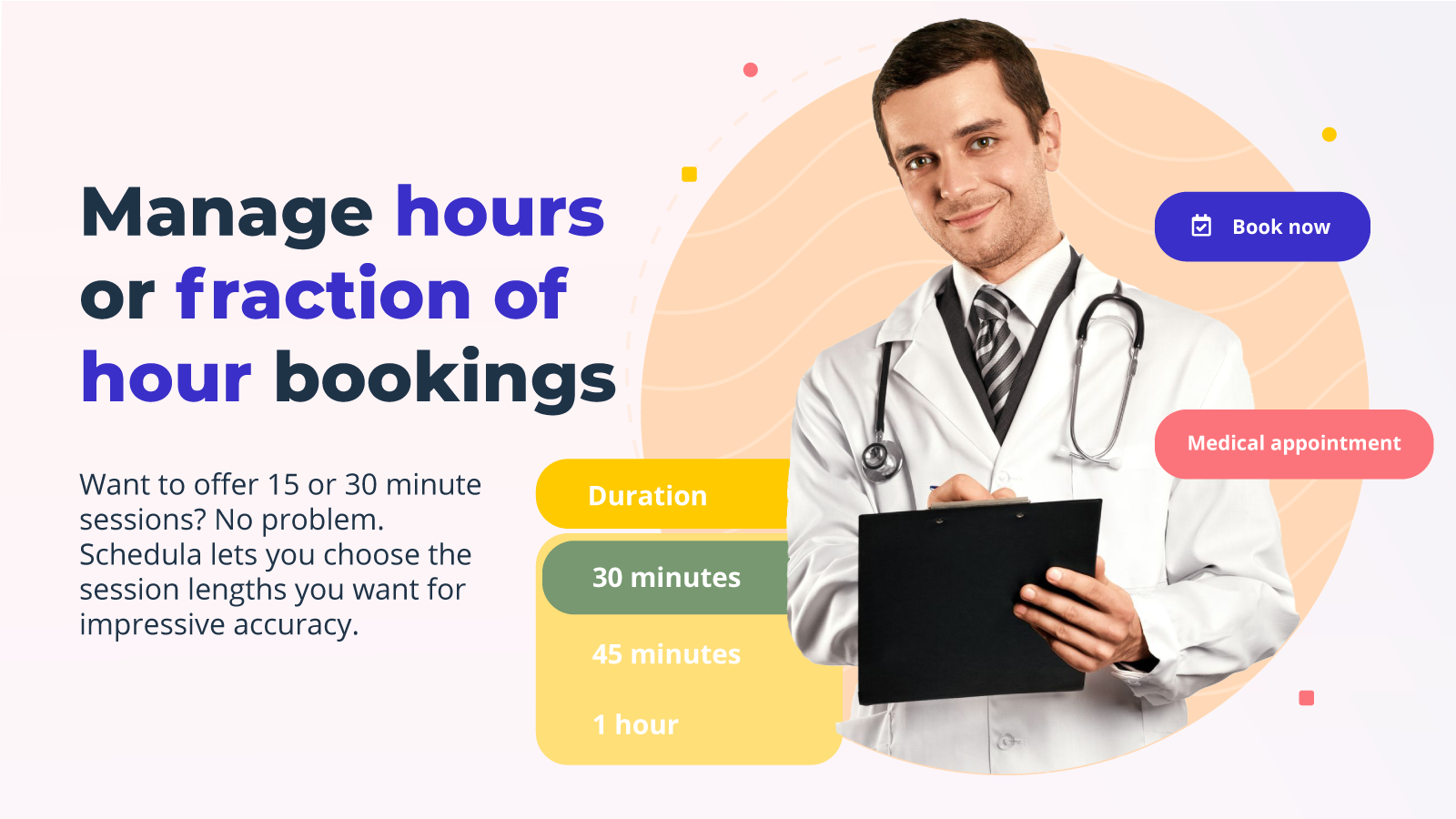 Manage hours or fraction of hour bookings