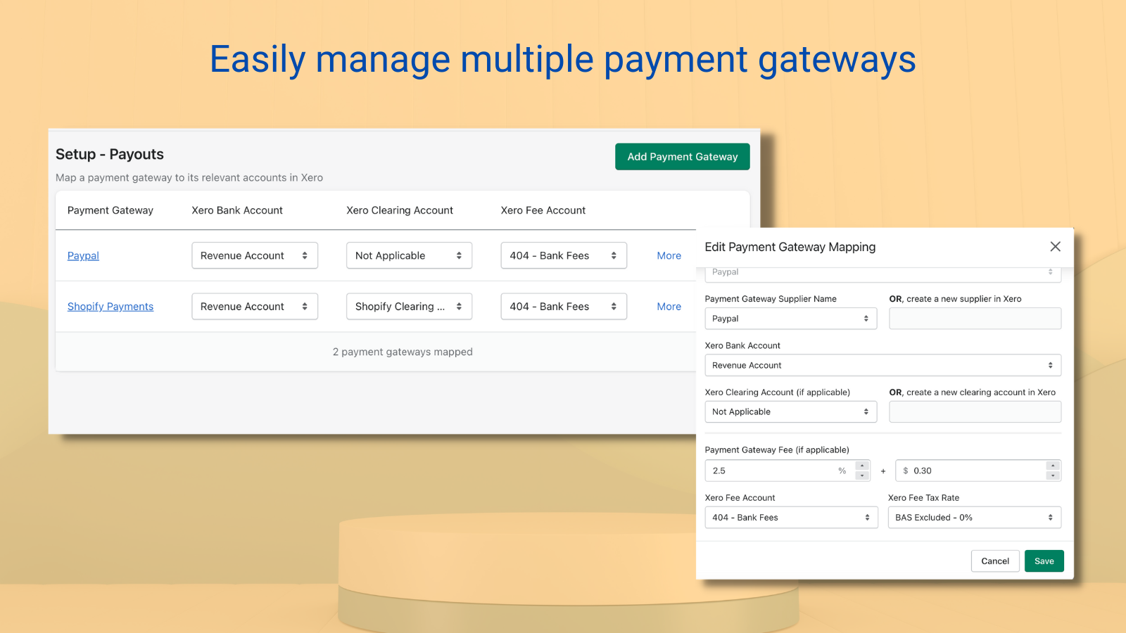 Manage multiple payment gateways (Shopify, Paypal, Afterpay etc)