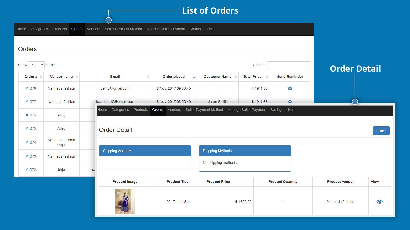 Manage orders using own seller panel for their own orders