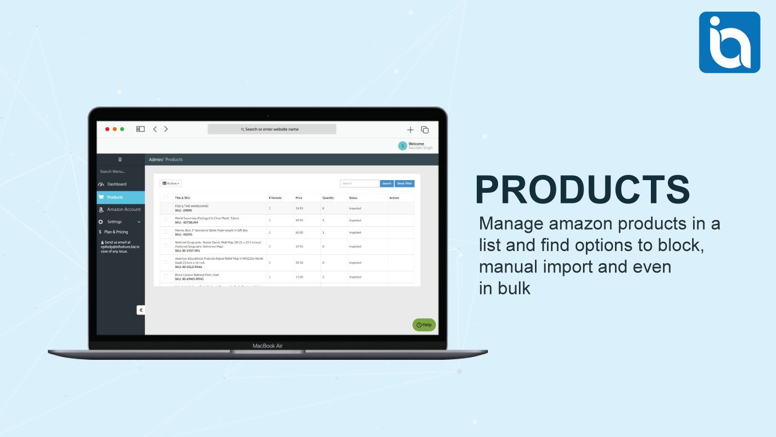 Manage products and import them 