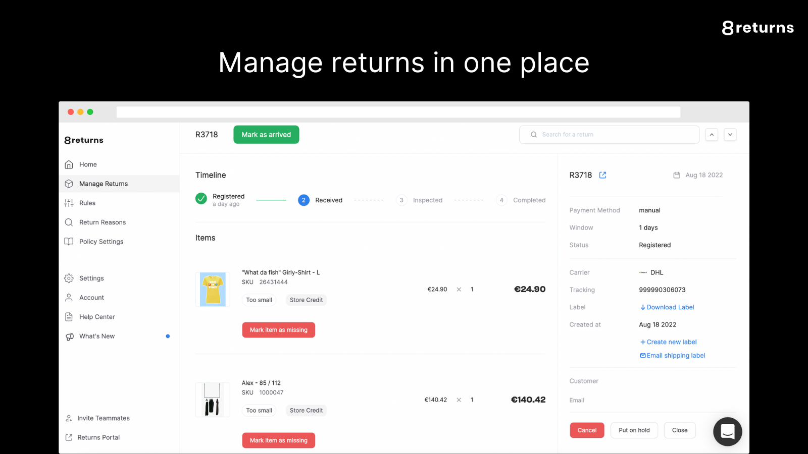 Manage returns in one place