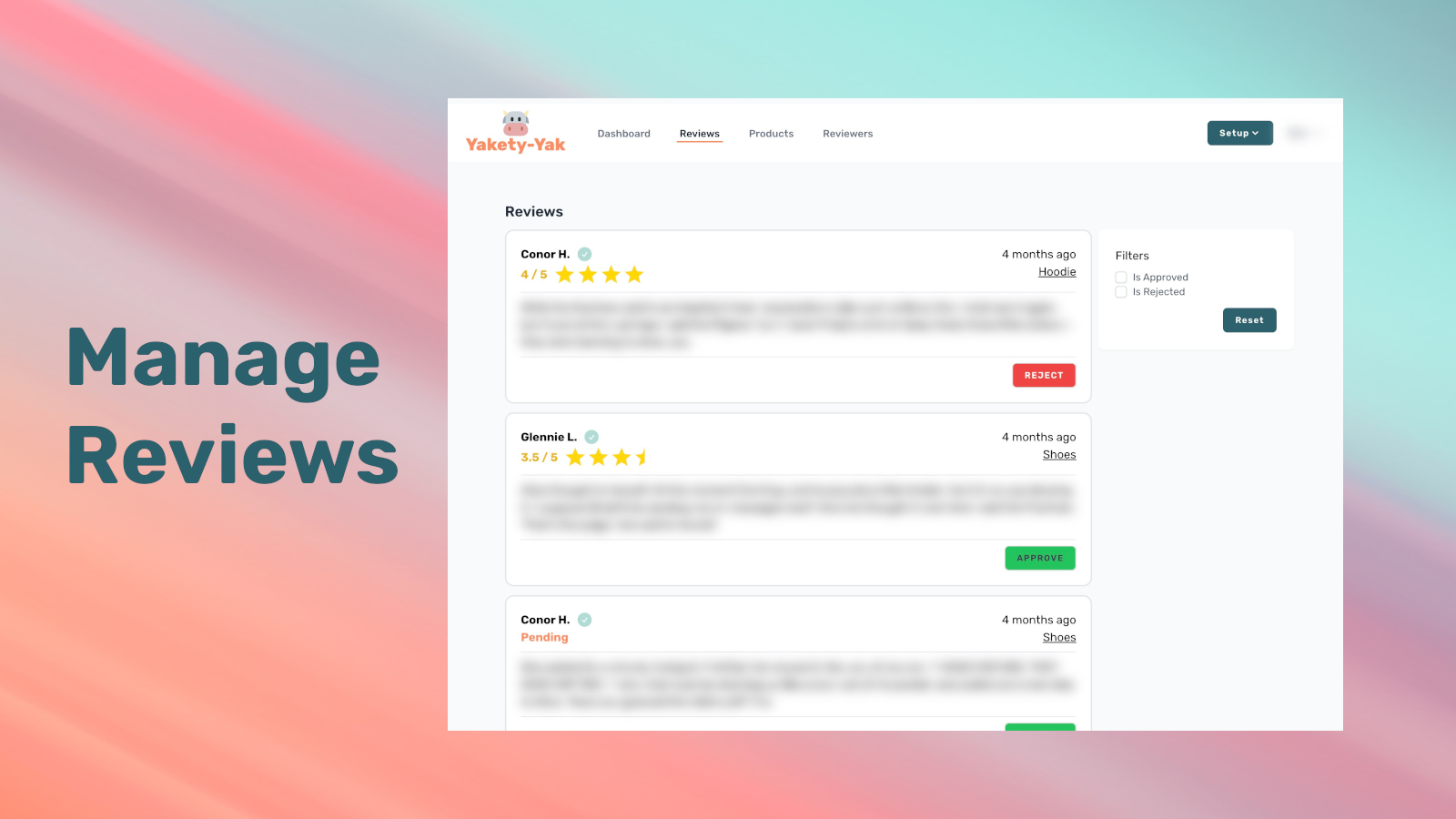 Manage Reviews Desktop Screenshot