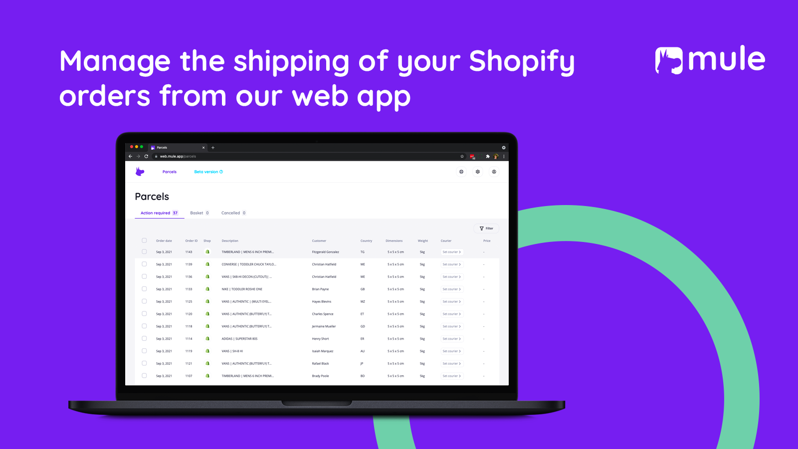 Manage the shipping of your orders from our web app