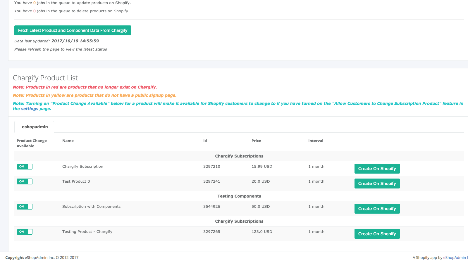 Manage your Chargify product list