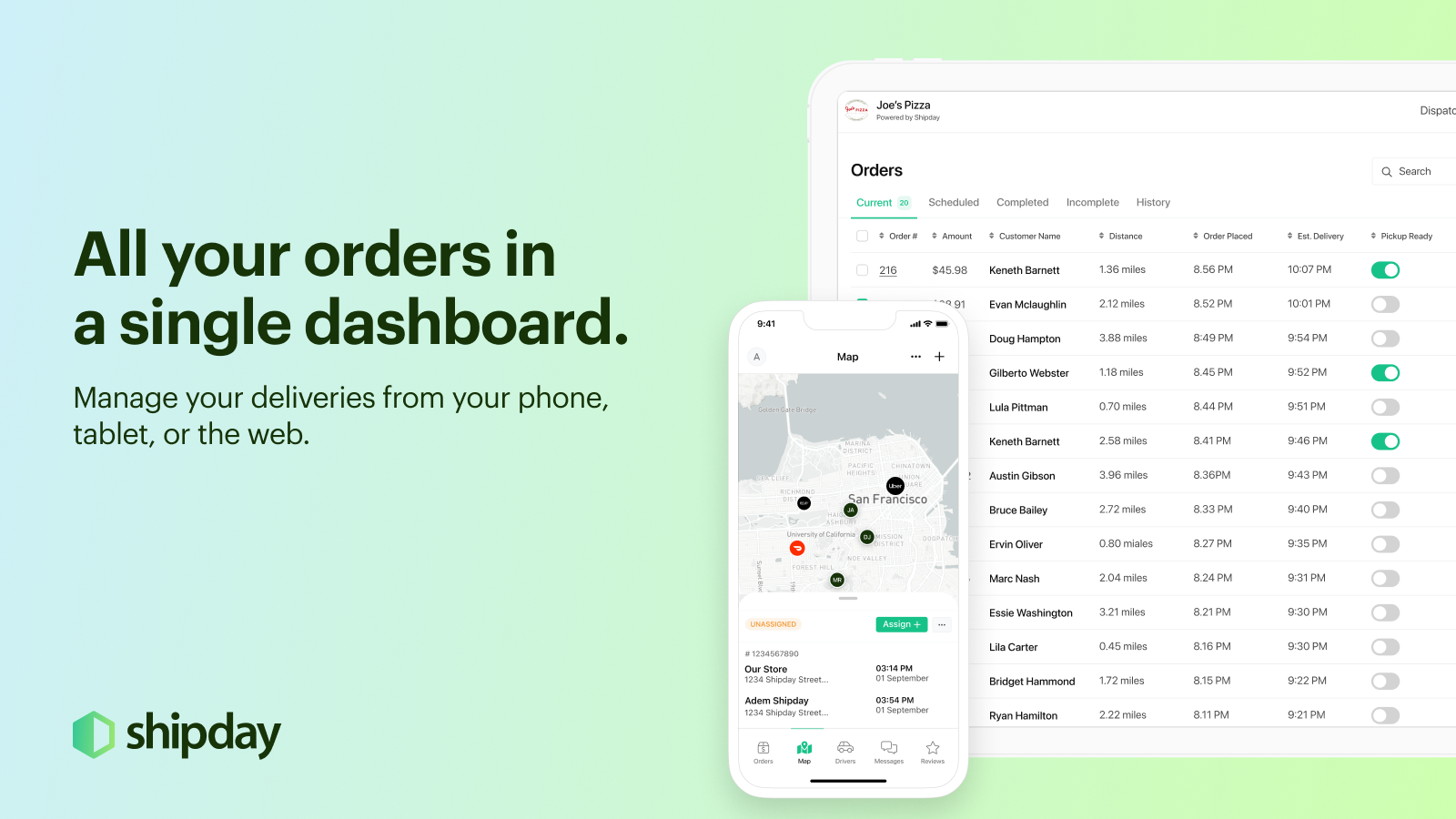 Manage your orders easily, mobile or desktop.
