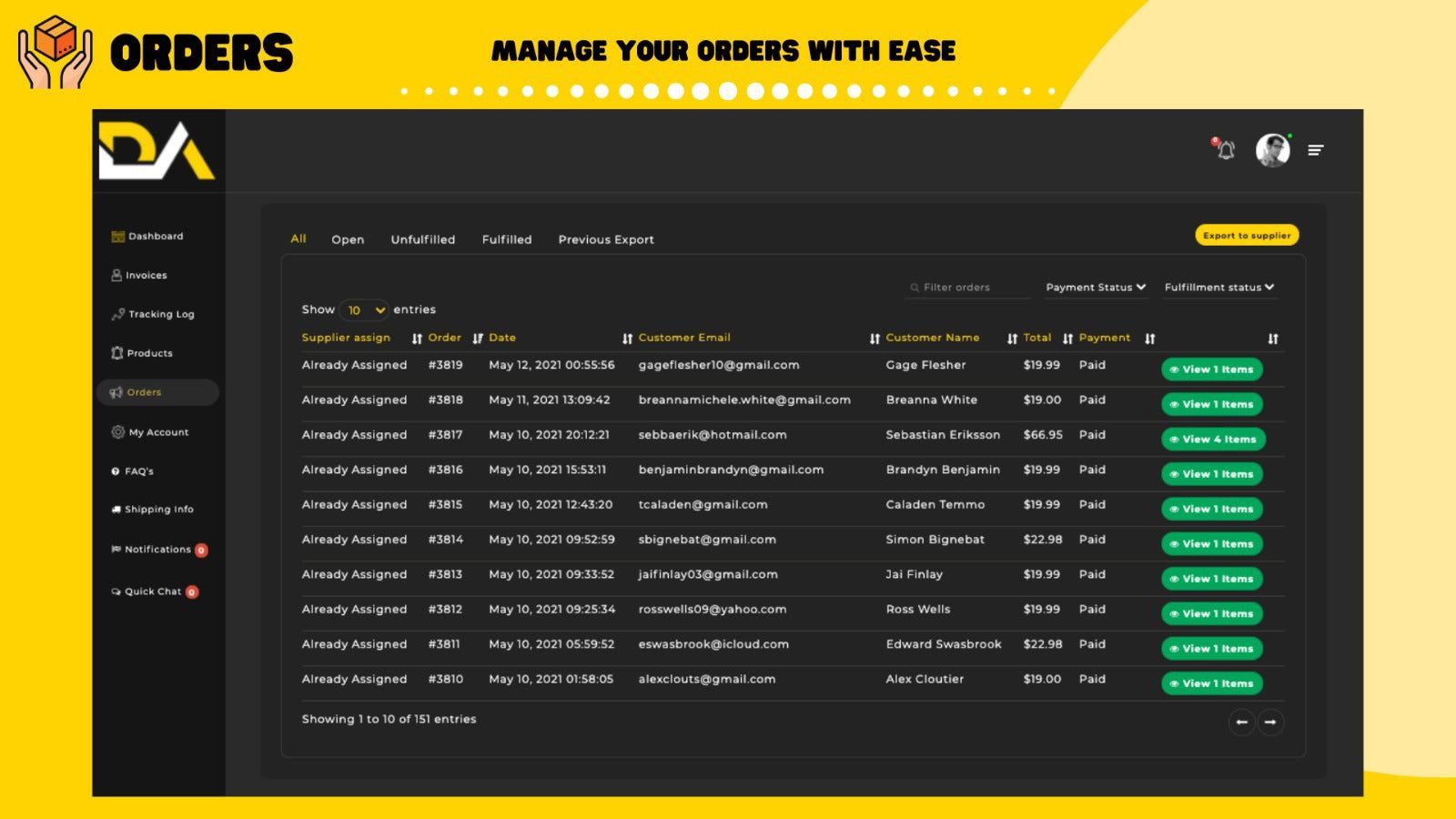 Manage Your Orders With Ease
