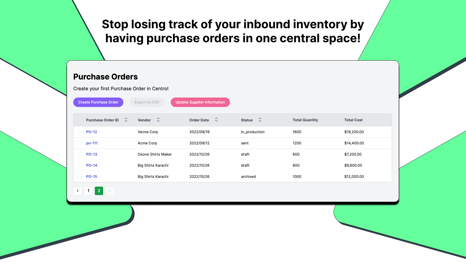 Manage your purchasing in one central place