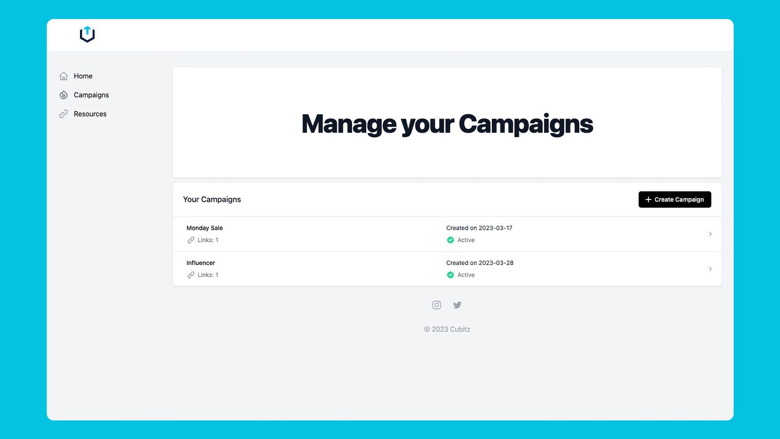 Manager your link campaigns.