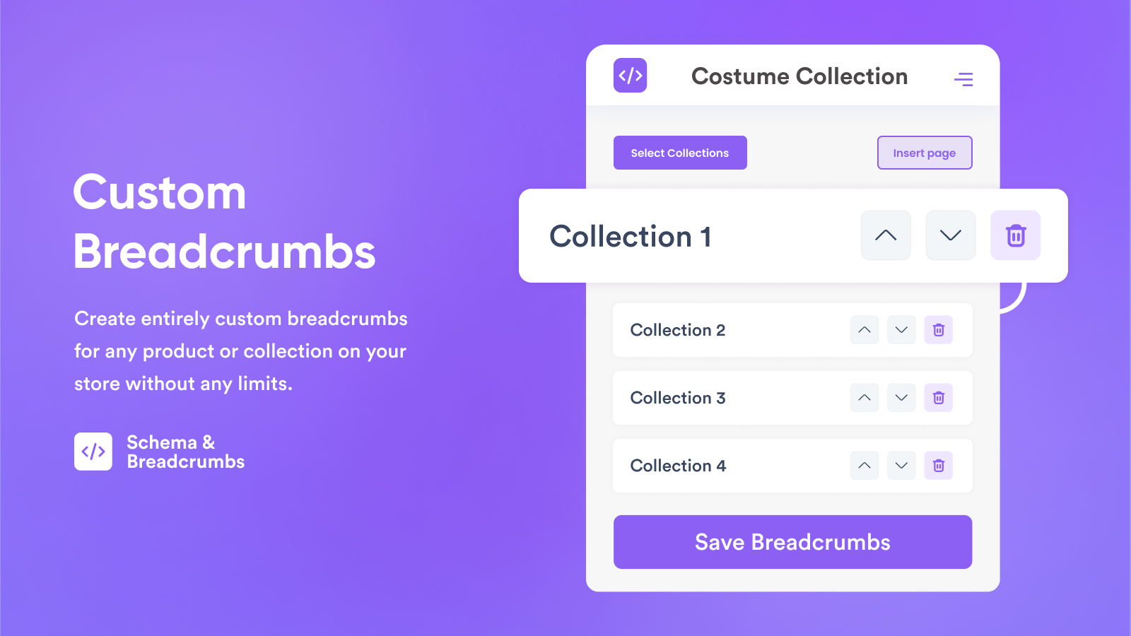 Manually create breadcrumbs for any product or collection