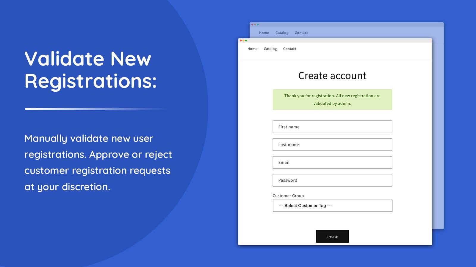 Manually validate new user registrations