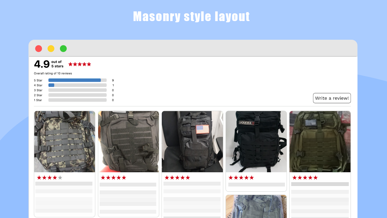 Masonry style layout