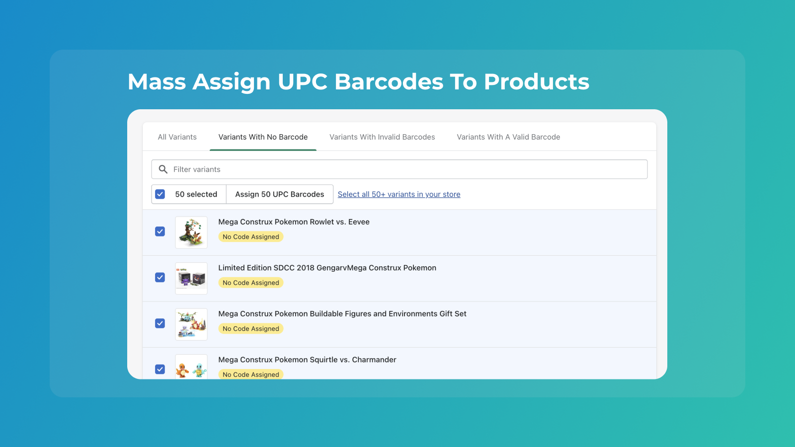 Mass Assign UPC Codes To Products