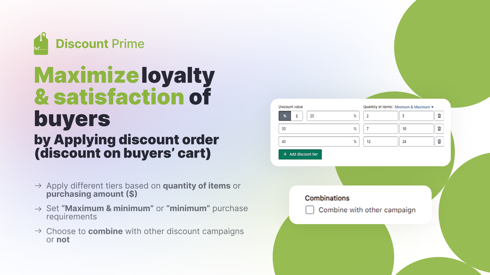 Maximizing loyalty & satisfaction of buyers with order discount