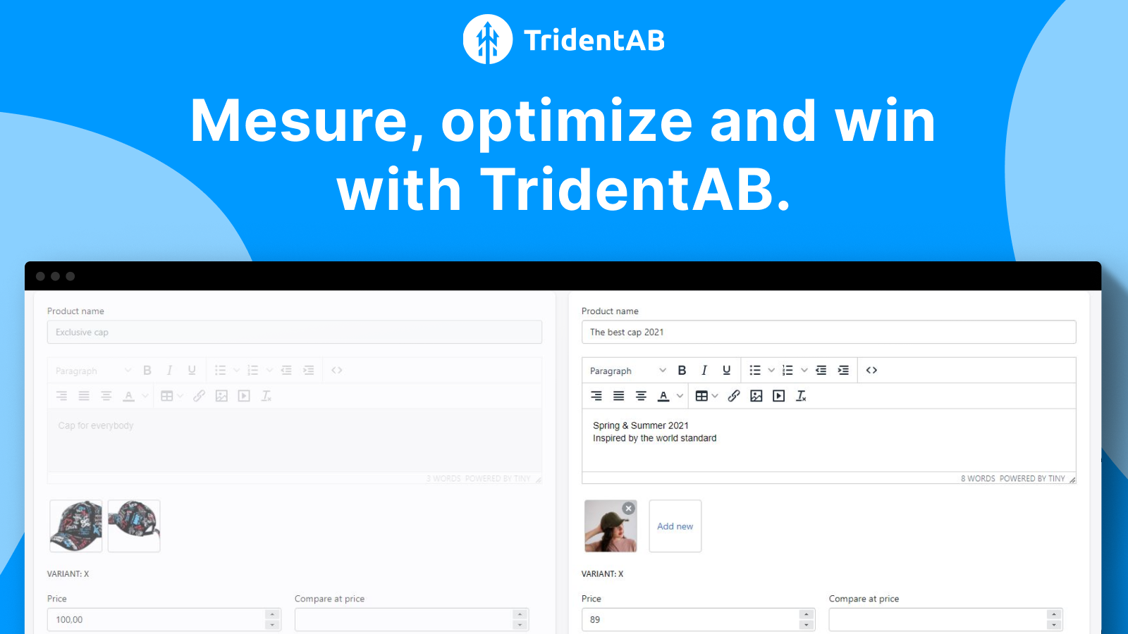 Measure and optimize Shopify landing page with Trident AB