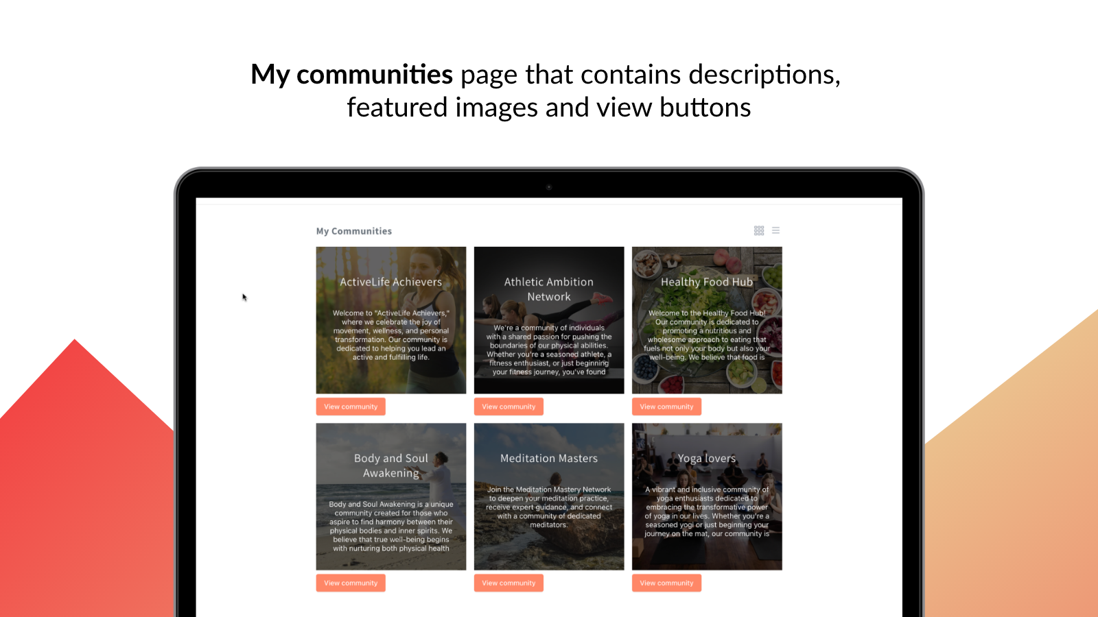 Mega Community for Shopify – My Communities page