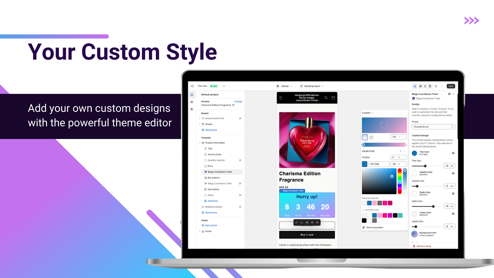 Mega Countdown Timer: design your own style with advanced editor
