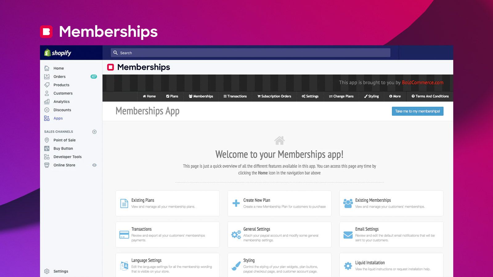 Membership backend admin