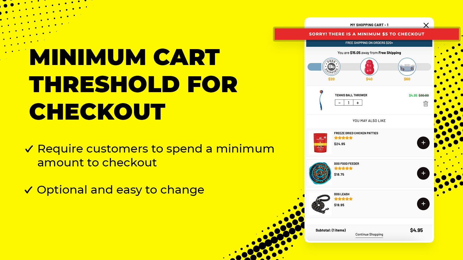 Minimum cart threshold for checkout