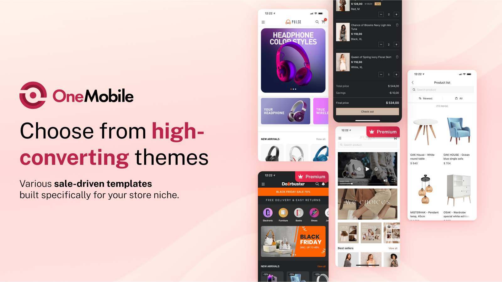 mobile app themes for fashion beauty home decor stores