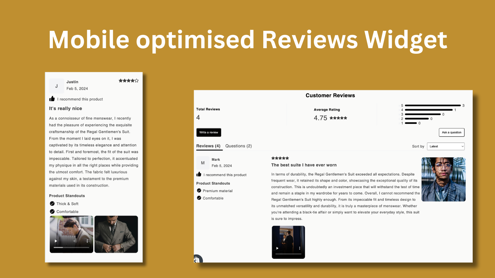 Mobile optimised reviews widget