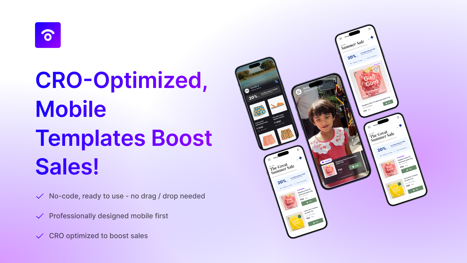 Mobile optimized Templates: Ready-to-Use, CRO-Optimized, No code