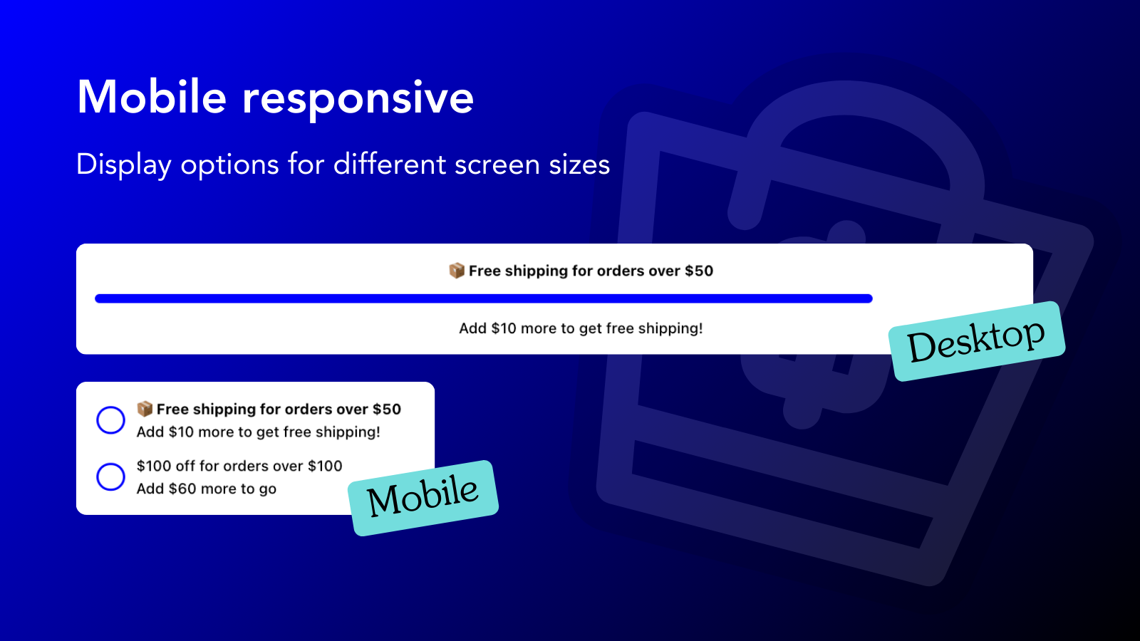 Mobile responsive upsell progress bar and checklist