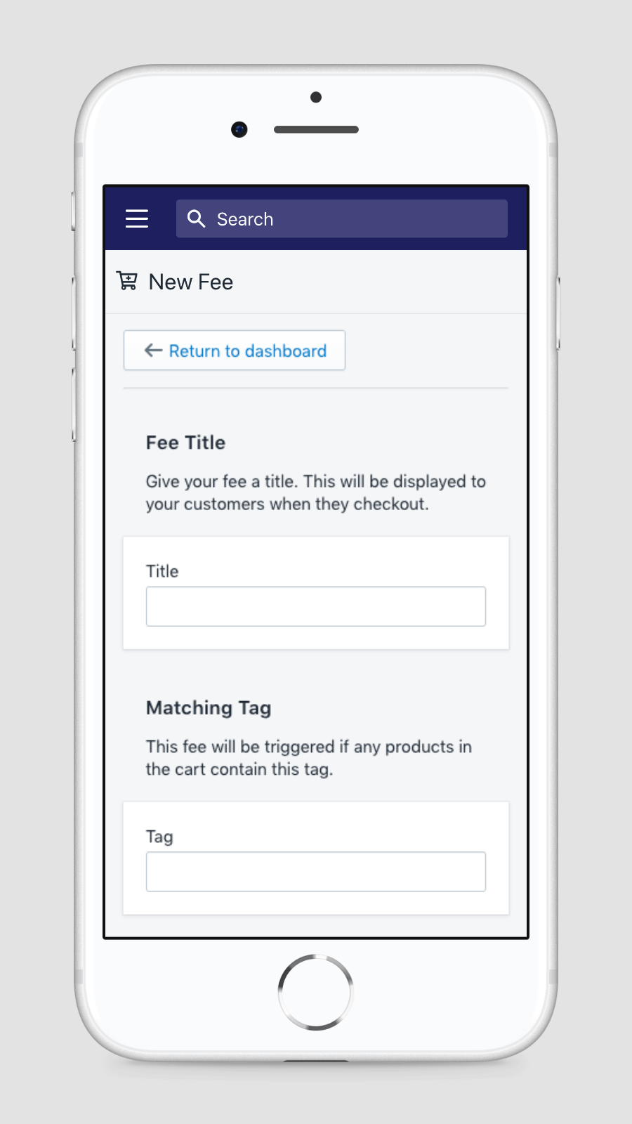 Mobile view of adding a new fee