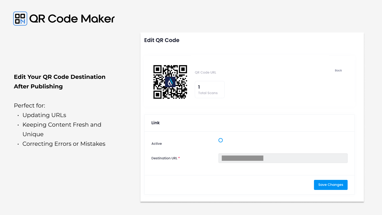 Modify the QR Code Destination with the QR Code Maker Shopify 