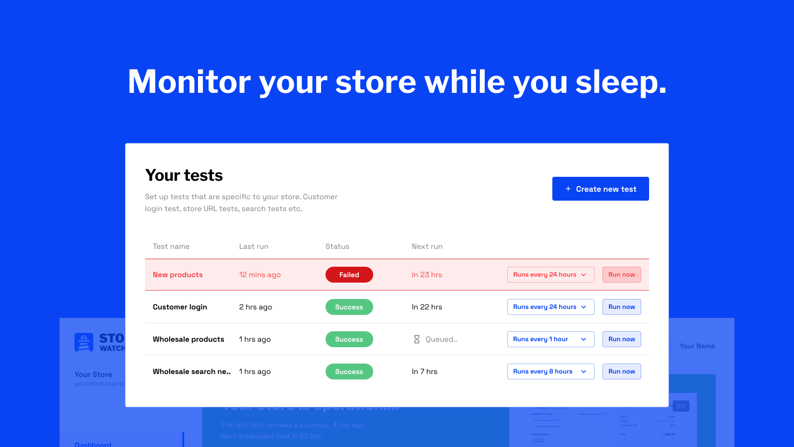 Monitor your store while you sleep with test automation