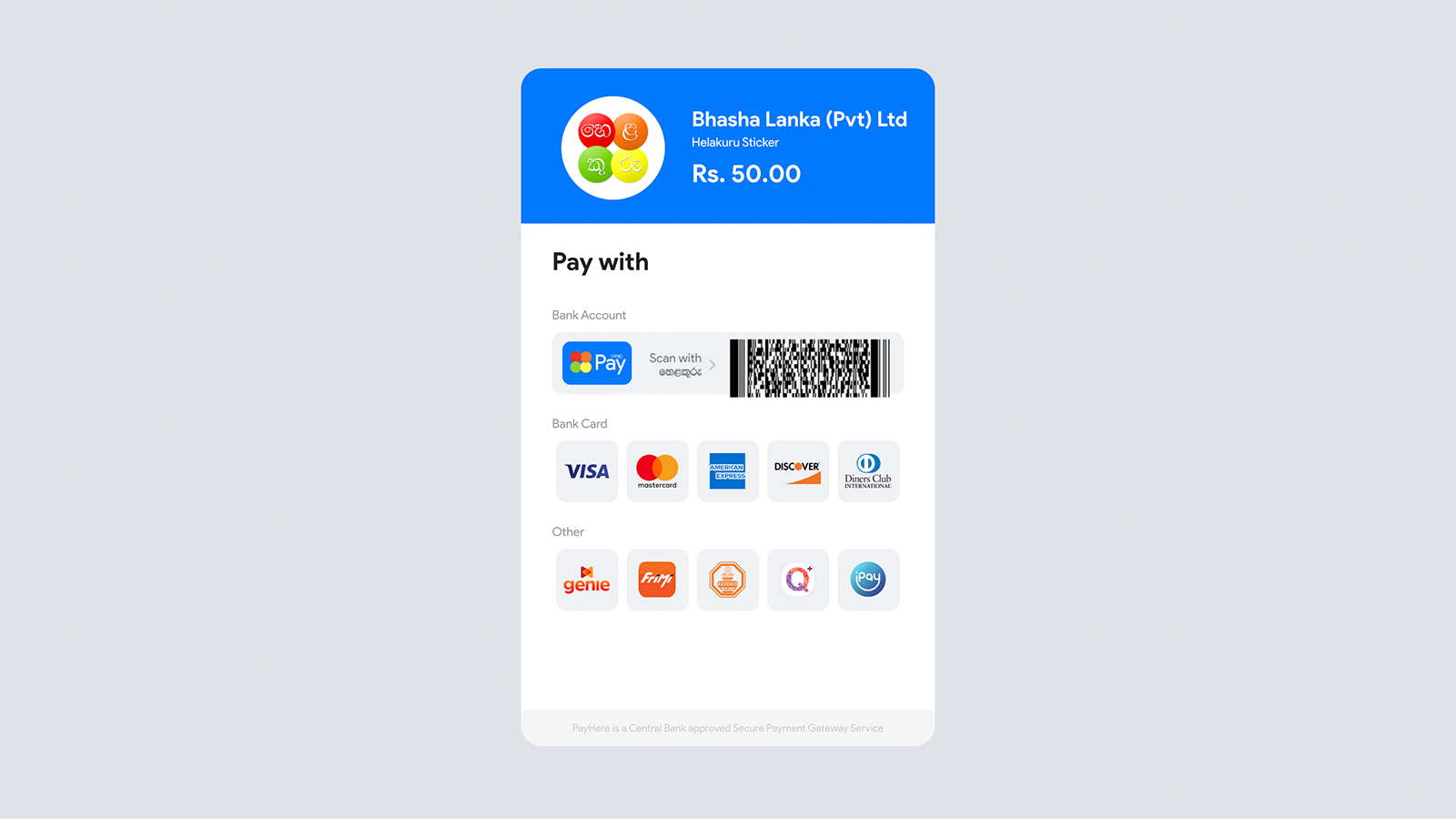 Multi-channel payment selection interface