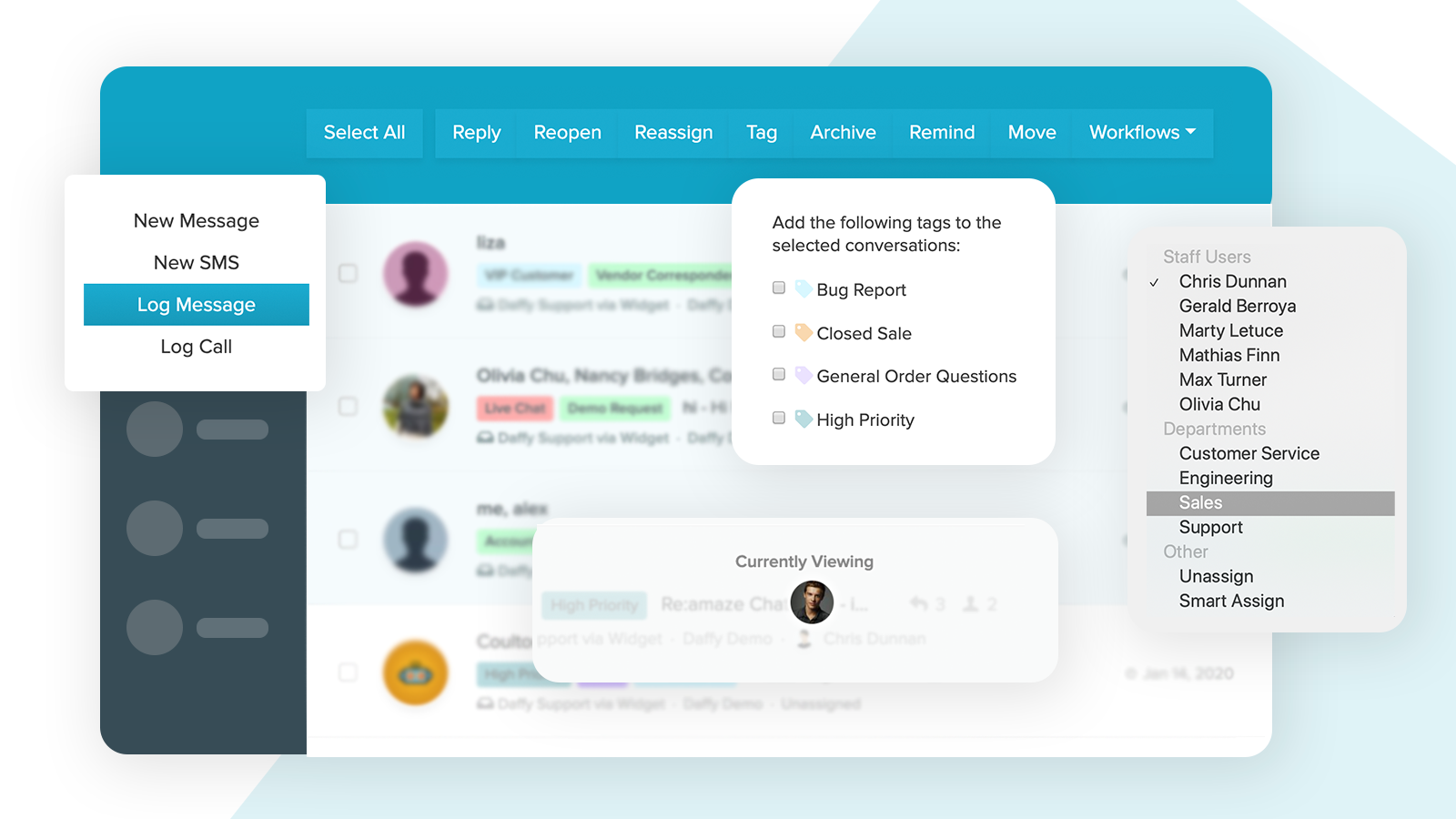 Multi-channel shared inbox designed for team collaboration.