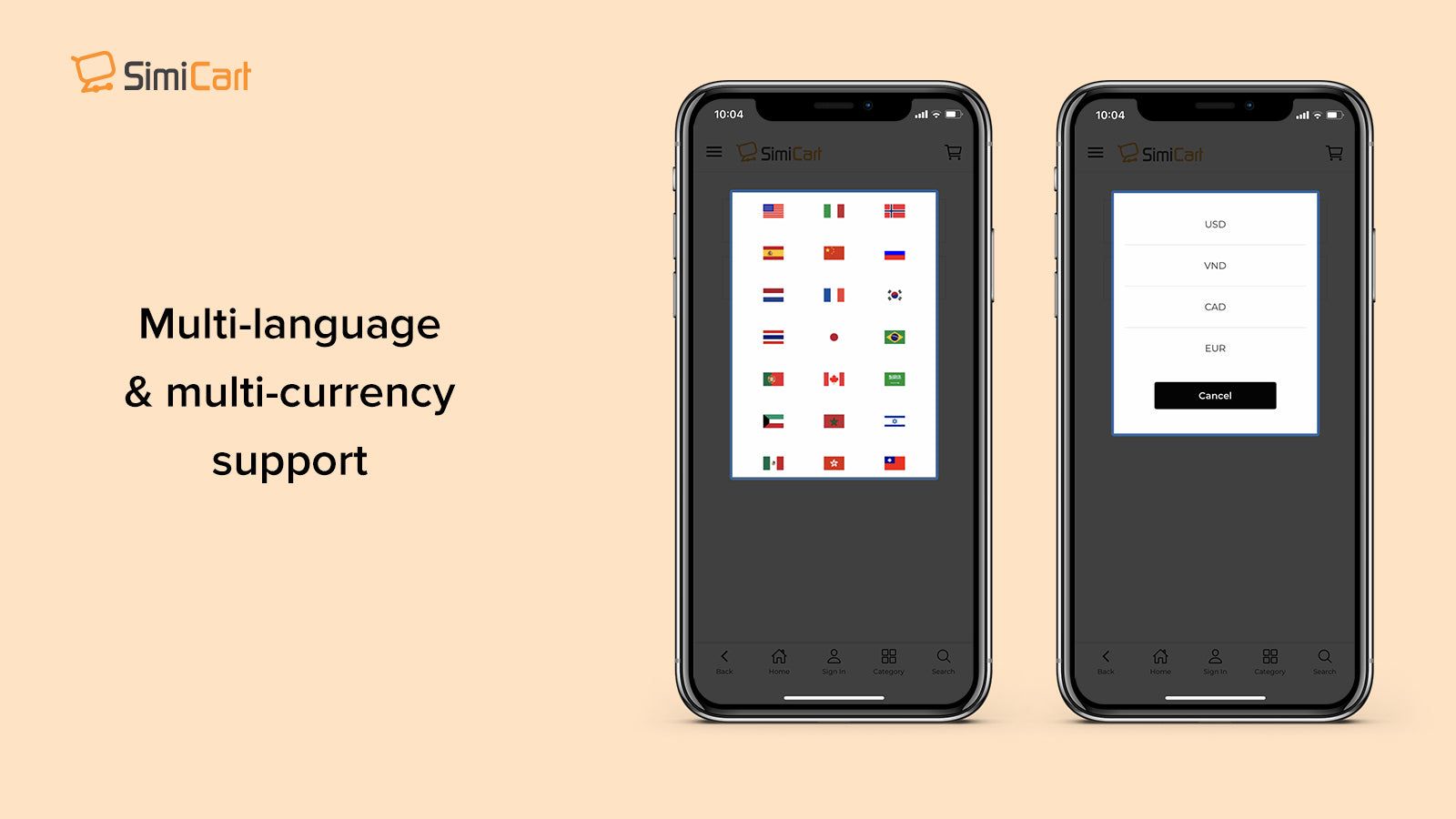 multi-language and multi-currency support