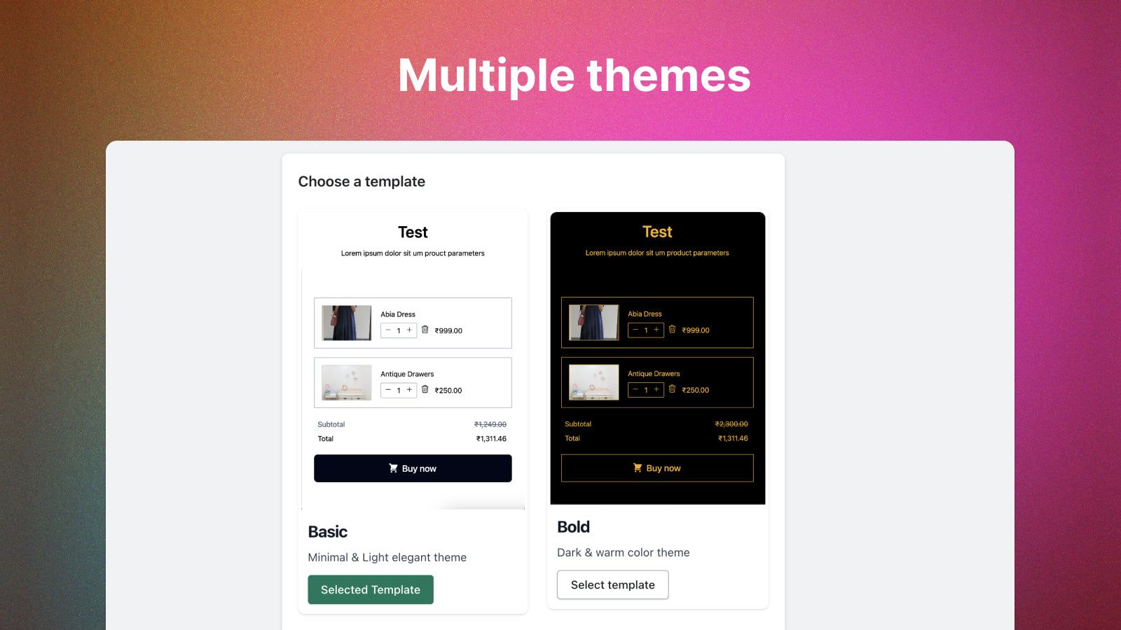 Multiple landing page templates